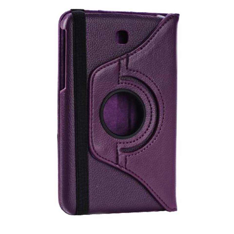 CASE FOR SAMSUNG GALAXY TAB 3 P3200 PURPLE PU LEATHER 360 DEGREE ROTATING COVER  - Image 2 of 4
