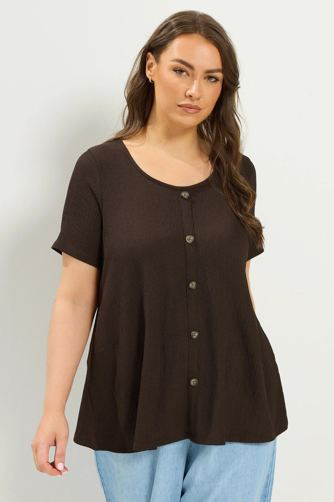 Yours Curve Women's Plus Size Crinkle T-Shirt