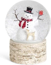 K & K Interiors - Snowman & Fawn Snow Globe - 53840A