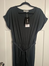 NWT Yidarton Womens XL Dark Green Maxi Dress Short Sleeve Belted Wrap