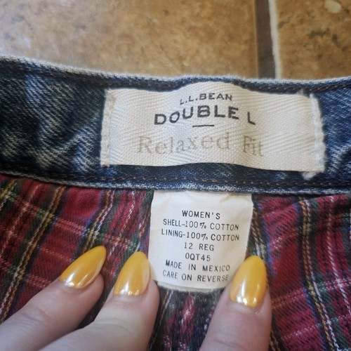Vintage LL Bean Jeans Flannel Lined Plaid Relaxed Fit Double L 30X29 100% Cotton - Picture 3 of 13