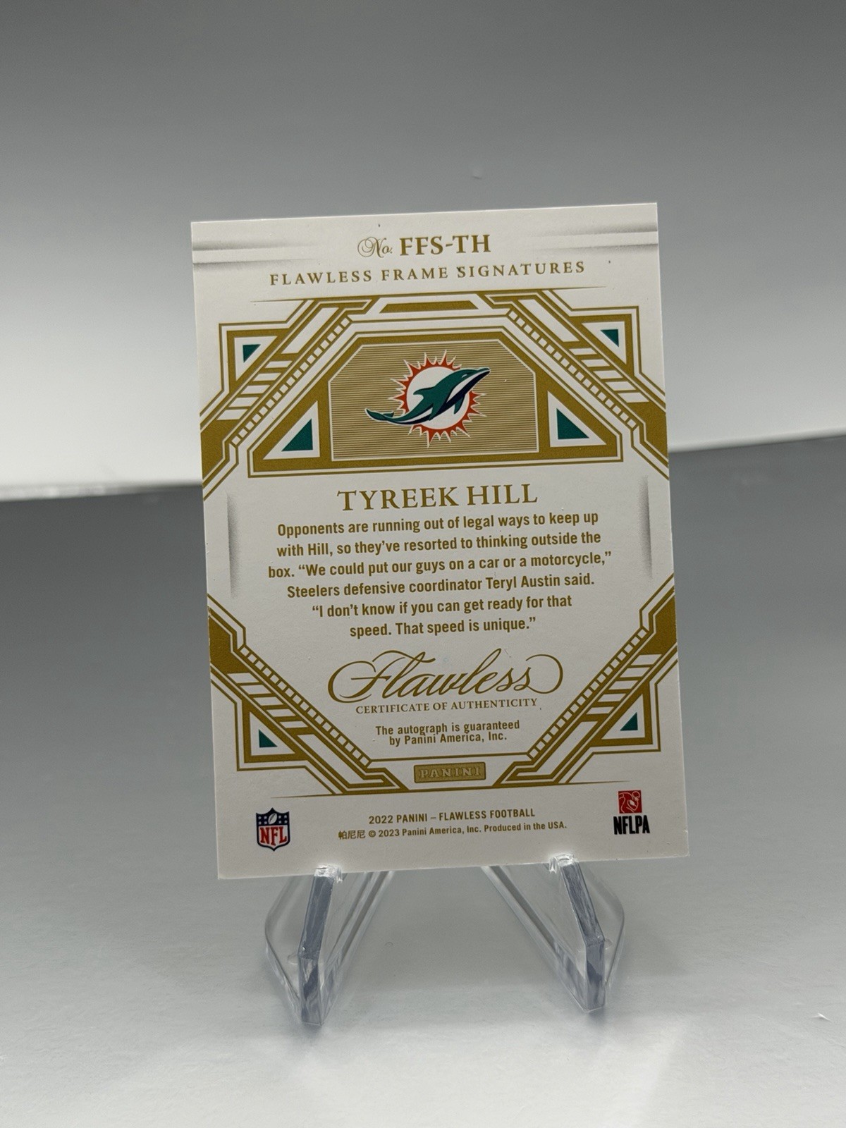 2022 Panini Flawless Tyreek Hill Auto 20/20 1/1 On Card Autograph Rc Auto view 2
