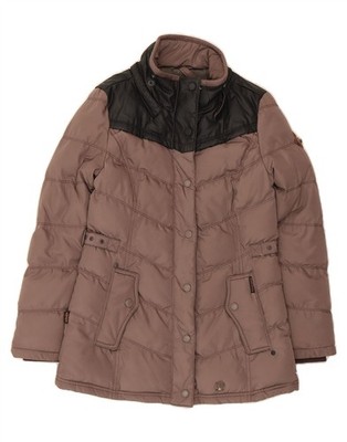 KHUJO Womens Oversized Padded Jacket UK 2 XS Brown Colourblock Polyester AL13