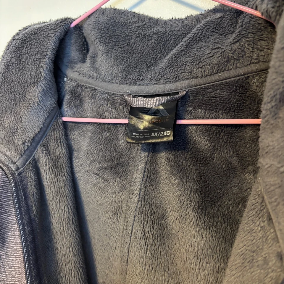 Chaqueta cortavientos ZeroXposur aislada forrada con capucha cremallera completa abrigo gris para mujer 2X Foto 3 de 3