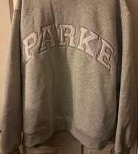 PARKE Gray Crew Neck Pullover Sweatshirt Logo Accent Long Sleeve 2XL