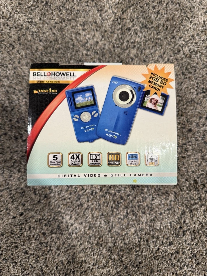 Videocámara digital Bell+Howell Take1 HD 5MP 720p cámara de video con USB abatible - roja Foto 2 de 4