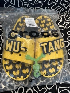RARE CROCS X WU TANG CLAN YELLOW BLACK SLIDES M 8 W 10 LIMITED EDITION NO JIBITZ Wu Tang Slides | eBay main image 4