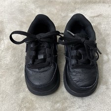 Nike Air Force 1 Black Low Top Leather Lace-Up Sneakers Unisex Kids US 6