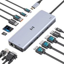 USB C Docking Station 4 Monitors,13 in 1 Laptop Docking Station 3 Monitors wi...