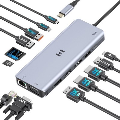 USB C Docking Station 4 Monitors,13 in 1 Laptop Docking Station 3 Monitors wi...