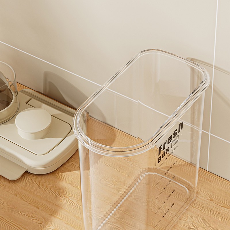 Dog Cat Pet Food Storage Barrel Sealed Transparent Grain Jar Pet Food Container