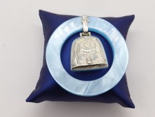 WEB Sterling Birth Record Rattle Blue Teething Ring Engraved