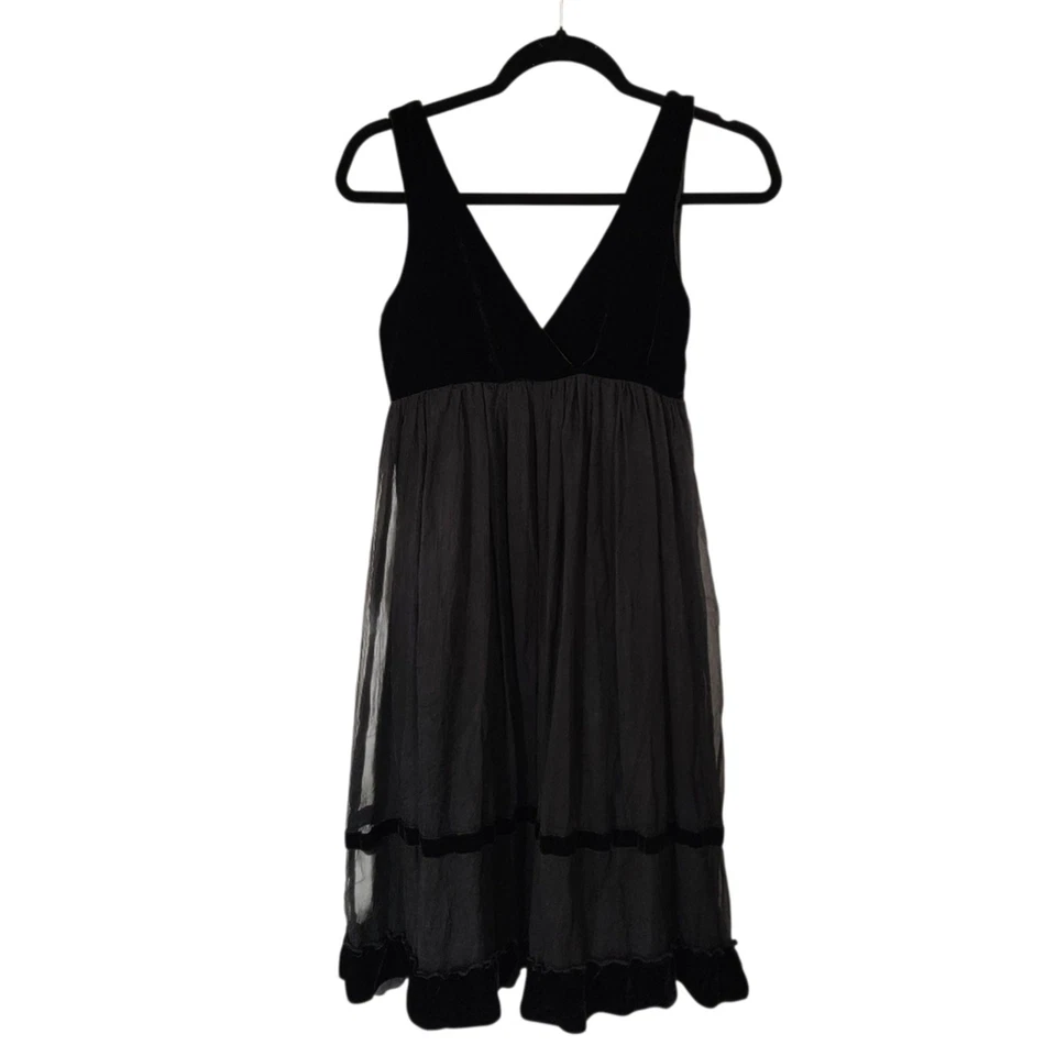 Vestido Ruth 2 Y2K Babydoll Negro Seda Terciopelo Cachicho Hada Oscura Foto 2 de 4