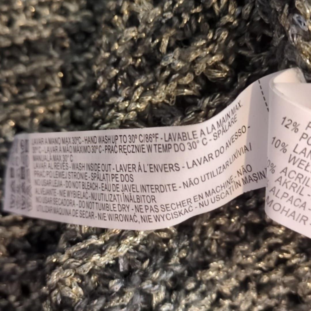 Zara Knit Metallic Sz Med Womens Cardigan Sweater Crochet Fringe Wool Bohemian thumbnail 7