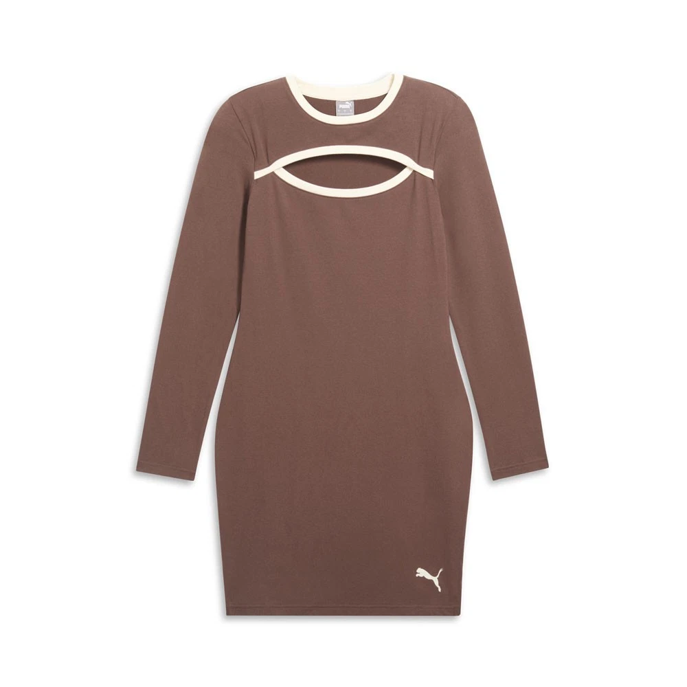 PUMA Her Long Sleeve Trim Dress Womens Brown Casual 68475465