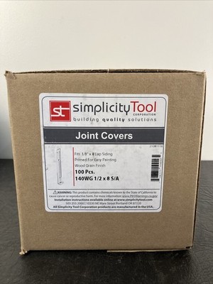 Simplicity tools aluminium wood grain 1/2  X 8  joint covers 100pk Fits 3/8 x8