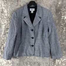 Pendleton Petite Sz 14P Wool Silk Notched Career Blazer Jacket Gray Long Sleeve