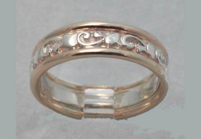 LR506 - 9ct Yellow gold and sterling Silver filigree ring