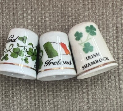 3x Irland Irish Shamrock Fingerhüte Porzellan & Bone China Sammlerstück Wohndeko