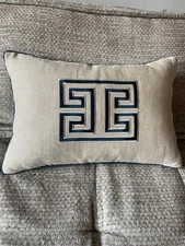 Set Ryan Studio Pillow Style Decor  Pillow Linen Rectangular Beige Blue W/zip