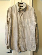 The Arrow Company Mens Oxford Striped Dress Shirt White Blue 16.5 32/33 XL vtg