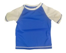 Wonder Nation Toddler Boys Blue White Short Sleeve Rash Guard Swim Shirt Size