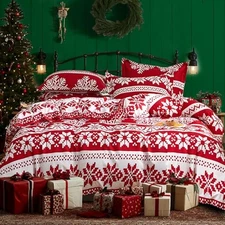  Christmas Duvet Cover Set Queen Soft Queen (no duvet cover insert) Snowflake 1