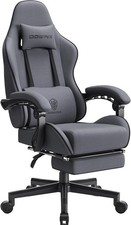 Dowinx Grey Fabric Gaming Chair Massage Reclining Footrest Pocket Springs 150kg