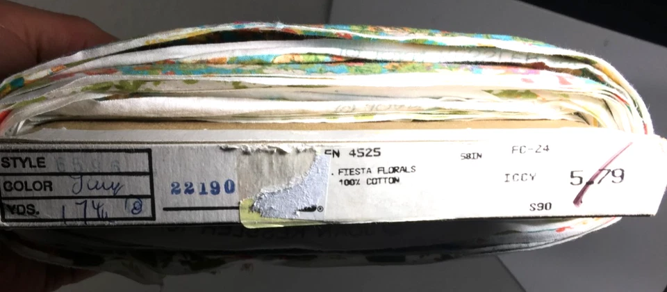 Vintage Joan Kessler Concord Blue Green Pink Peach Floral Cotton Fabric 12 Yards - Image 4 of 4