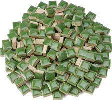 Green Mosaic Tiles for Crafts,0.47Inch Square Shapes Ceramic Mosaic Tiles,200 Pi