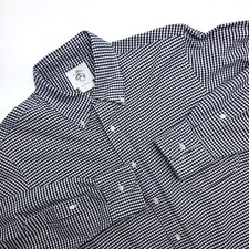 Brooks Brothers Black Fleece Mens BB3 Black Gingham Check Cotton Shirt USA Made