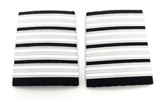Epaulettes Pilot Captain Slight Curve Hard, Slip -On Silver 4 Strips R2803