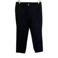 Escada Teresa Trouser Pants Black Straight Leg Cotton Women's Size 44