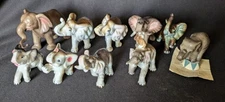 Lot of 10 Vintage Porcelain Ceramic Elephants Small Figurines Trunks Up EL10