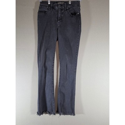 Madewell Cali Demi-Boot Jeans 26T Faded Black High Rise Raw Hem Stretch Denim