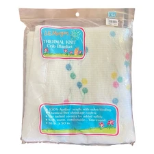 NEW BABY MORGAN BALLOON ACRYLIC BABY BLANKET THERMAL NYLON BINDING 36x50 WHITE