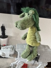 Jellycat London Dudley Dragon 14" Green Plush w/ Fuzzy Hair Retired DUD2DR