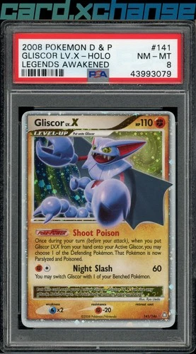 2008 Pokemon Diamond Pearl Legends Awakened 141 Gliscor LV.X Holo PSA 8 NM