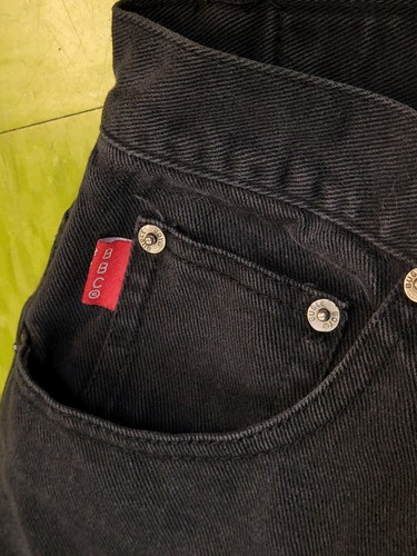 Vintage 80 90's Bugle Boy 750 Half Corduroy Black Jeans Denim Pants 32 - Picture 9 of 16