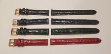 12mm 14mm Genuine Crocodile Padded  Stitched Ladies Strap Green Red Black Navy