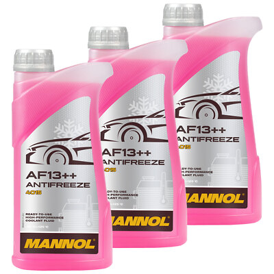 Kühlerfrostschutz MANNOL AF13++ Antifreeze 3x 1 Liter Fertiggemisch -40°C rot