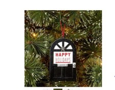 Round Wood Door 'Happy Holidays' Christmas Tree Ornament Black - Wondershop