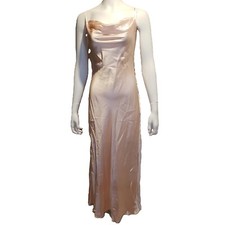 Victoria's Secret Silk Slip Gown Maxi Dress Cowl Neck Small Pink Open Back