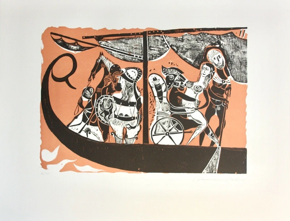 Karl-Heinz Hansen Bahia (1915-1978), Farbholzschnitt, "Das große Odysseus Boot" - Bild 2 von 4