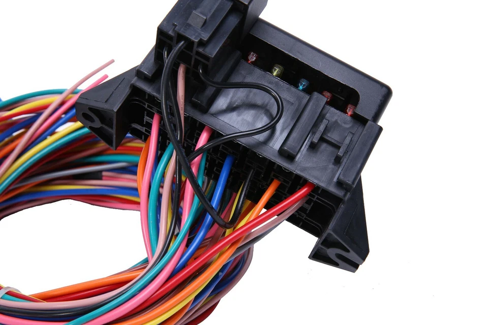 Arnés de cables universal de 14 circuitos 14 fusibles 12 V calle rata caliente cableado de varilla muscular Foto 2 de 4