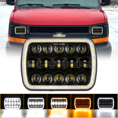 DOT 7x6'' LED Headlight Hi-Lo DRL Lamp For Chevy Express Cargo Van 1500 2500 3500