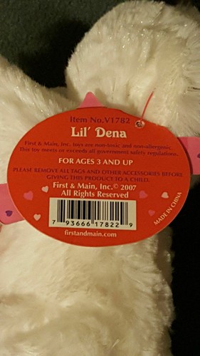 ORSO PELUCHE BIANCO NUOVO CON ETICHETTE LIL' DENA CUORE ROSSO TI AMO OCCHI, NASO E BOCCA CUCITI - Foto 4 di 5