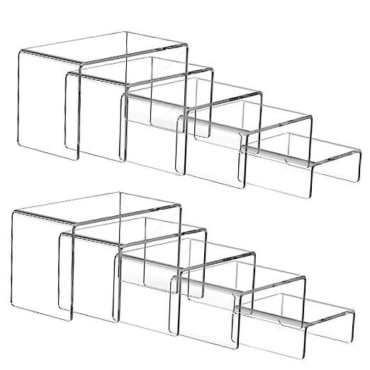 10-Piece Ouskr Acrylic Display Risers for Showcasing Items