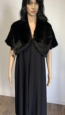 Britta Glamorous Black Mink Faux Fur Party Bolero Jacket Size M Rrp £158.00