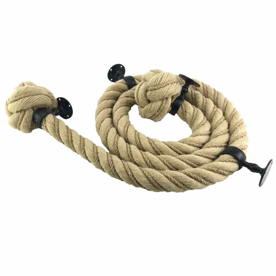 28mm Synthetic Polyhemp Wormed Bannister Rope 12 FT c/w 4 Black ...